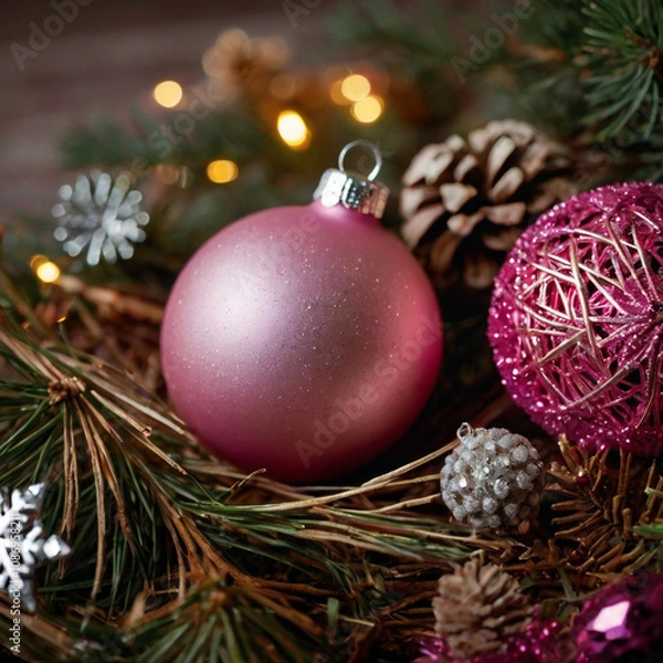 Fototapeta a wreath with a christmas wreath on it