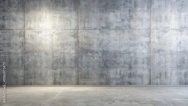 Fototapeta Empty room with a textured concrete wall and floor