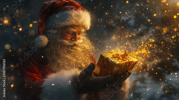 Obraz santa claus with gift