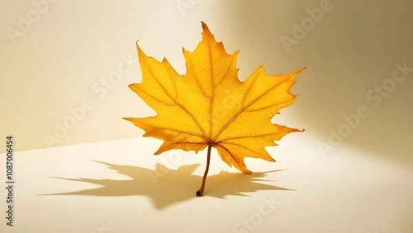 Fototapeta A vivid isolated yellow maple leaf