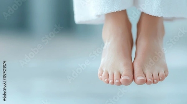 Obraz Podiatrist Brand Identity, a logo design featuring a prominent foot symbol, complemented by a softly blurred background, conveying professionalism and expertise in foot care.