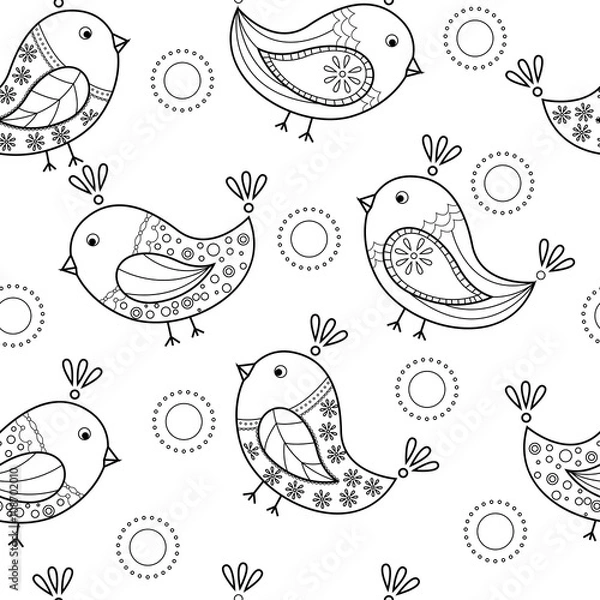 Obraz Coloring antistress with cartoon birds