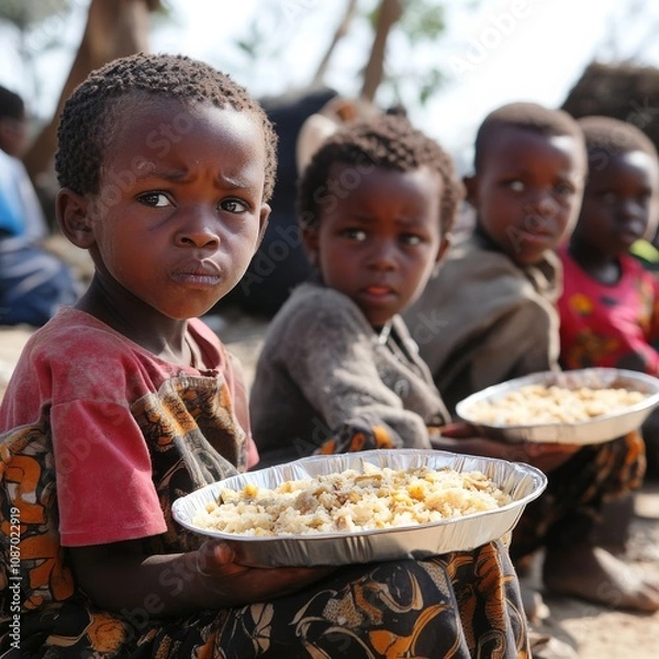 Obraz Facing Hunger: Children in Africa Asking for Food