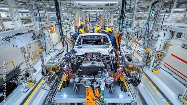 Fototapeta Car Assembly Line in a Modern Factory