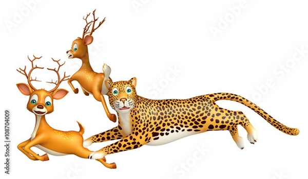 Fototapeta Leopard hunting Dear