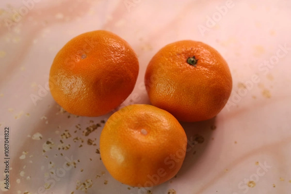 Obraz A group of mandarins. The texture of the peel. Abstract background. New Year's mood.