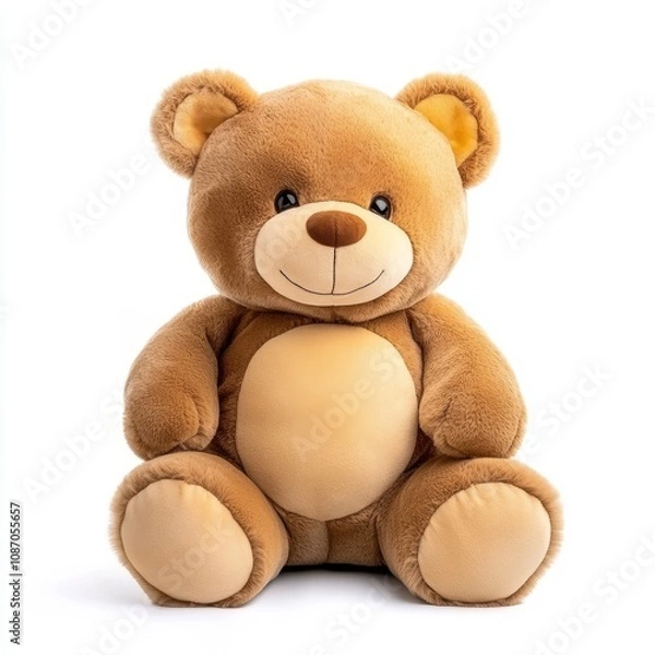 Obraz A chubby adorable teddy bear plush toys rich expressions including happiness, staring, and smiles isolated on white background