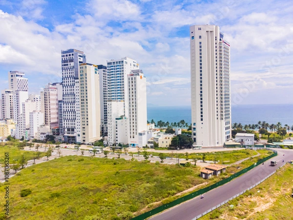 Fototapeta A resort town in Vietnam.

A city by the sea, one of the most popular resorts in Vietnam. Shooting from a drone.