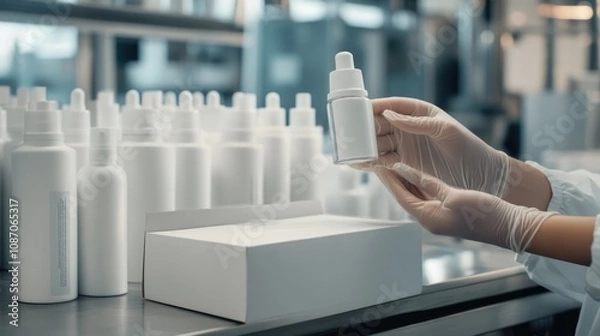 Fototapeta Quality Control of Cosmetic Products in a Laboratory