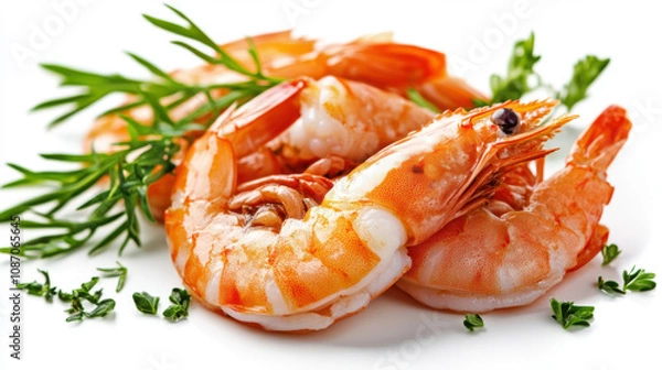 Fototapeta Shrimp. Prawn isolated on white background,