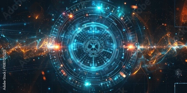 Fototapeta Abstract Digital Technology Interface with a Futuristic Glowing Design
