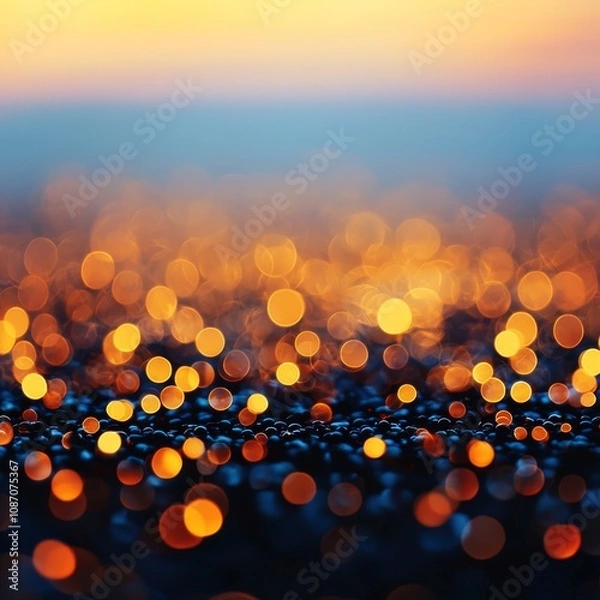 Fototapeta Abstract bokeh background with warm and cool tones, defocused lights creating a sparkling effect.