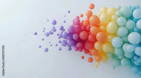 Fototapeta Joyful rainbow balloons scattered burst of vibrant color