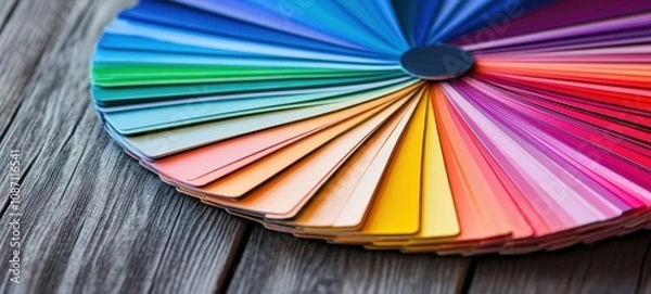 Fototapeta Vibrant Spectrum: A Colorful Fan of Paint Swatches