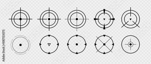 Fototapeta Target and aim icon. Aim gun. Red Crosshair. Shooting of firearms. Drawing aim. Precisely target. Successfully target
