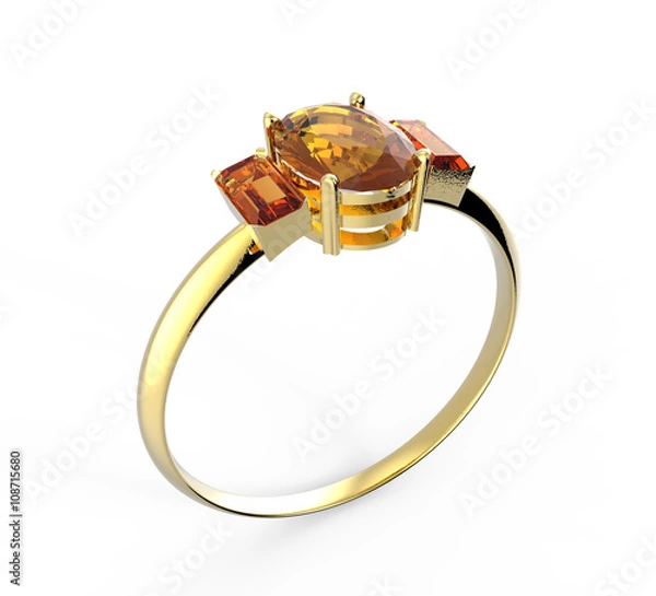 Obraz Wedding ring wiith diamond. 3D illustration