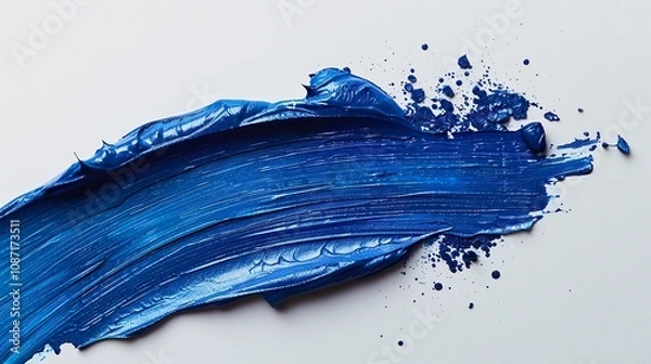 Fototapeta Detailed Close-up of Blue Lipstick Smudge with Brush Stroke Texture - Ideal for Beauty Blogs, Makeup Tutorials, Cosmetic Packaging, and Artistic Projects