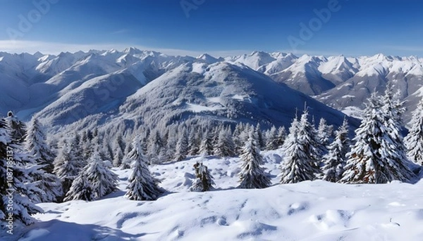 Obraz winter mountain landscape. Generative AI.