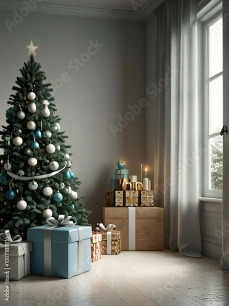 Fototapeta christmas tree with presents