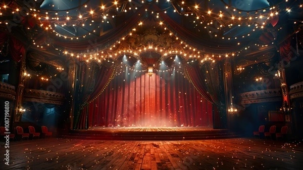 Obraz Spectacular Circus Stage Setting: A captivating image showcasing an elaborate circus stage design, perfect for theatrical productions, event promotions, and entertainment industry marketing materials