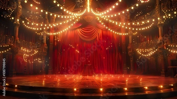Obraz A captivating image of an elaborate circus stage, perfect for projects needing a vibrant and exciting atmosphere