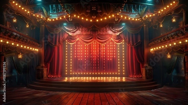 Obraz An Elaborate Circus Stage Setting: Perfect for Show Posters, Event Invitations, and Entertainment Themed Designs