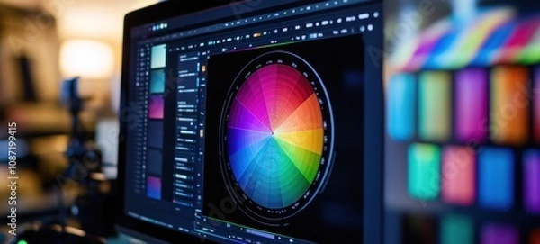 Fototapeta Vibrant Color Wheel on a Computer Screen