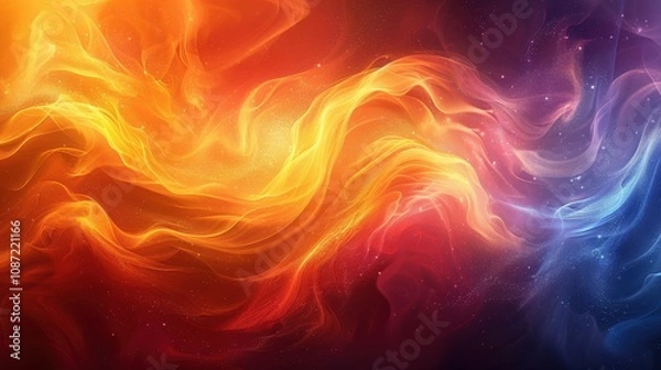 Fototapeta Vivid abstract swirl of orange and blue colors creating a dynamic flow in a cosmic background during a digital art representation