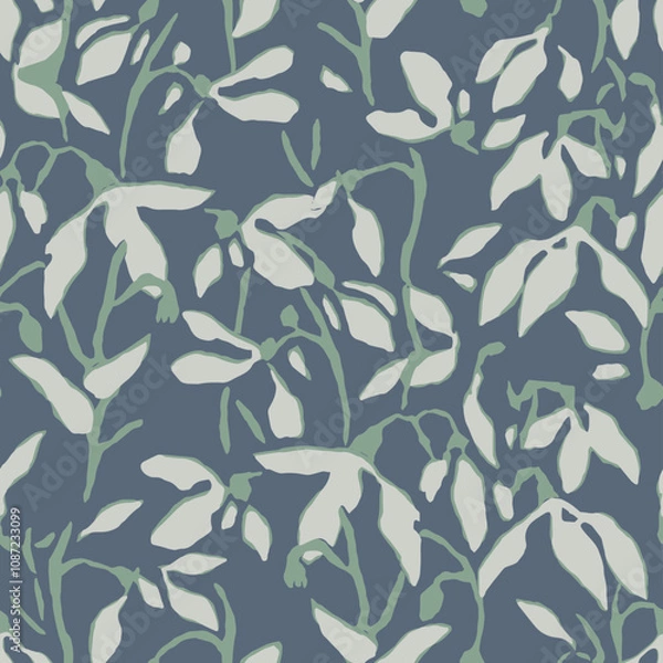 Fototapeta Vector botanical floral illustration seamless repeat pattern digital artwork