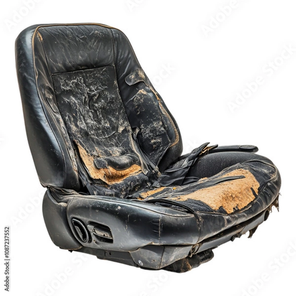 Fototapeta Broken Car Seat against transparent background for Damage and Repair Illustrations