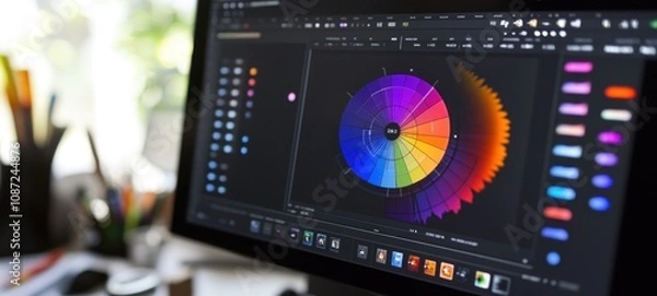 Fototapeta Color Wheel on a Designer's Computer Screen