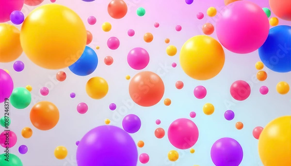 Fototapeta Colorful floating balls abstract background digital art vibrant atmosphere aesthetic design fun and playful concept