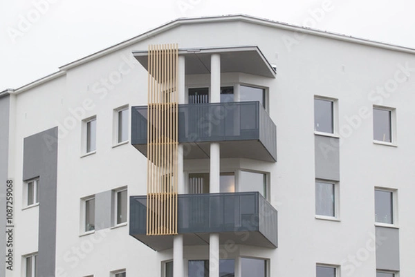 Fototapeta Multi-family apartment block with lots of windows
