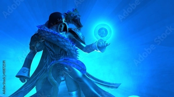 Obraz female mage with dragon casting spell