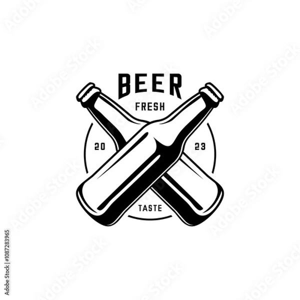 Fototapeta Two bottles of beer logo vector 