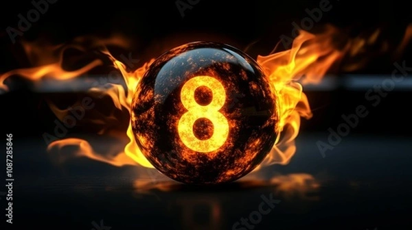 Obraz Fiery Orb Enveloping Number Eight In Flames