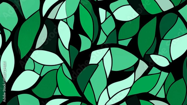 Fototapeta Abstract leaf pattern with intertwining vines in rhythmic design - seamless pattern texture png