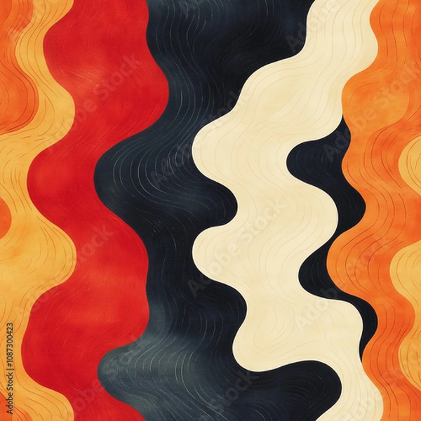 Obraz Organic swirling designs inspired by lava flows with vibrant curves and dynamic patterns - seamless pattern texture png
