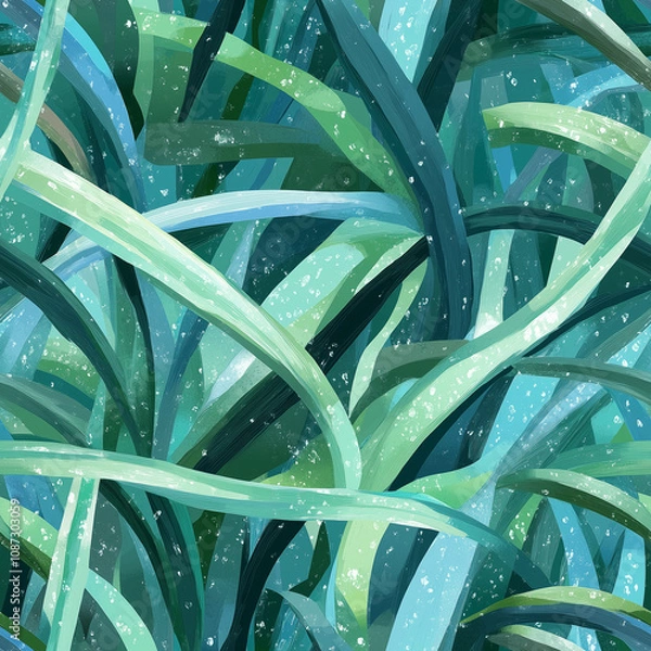 Obraz Tranquil spring patterns inspired by dew on morning grass for nature-themed designs - seamless pattern texture png