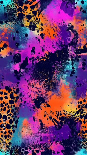 Obraz Vibrant abstract animal print inspired by 90s fashion design - seamless pattern texture png