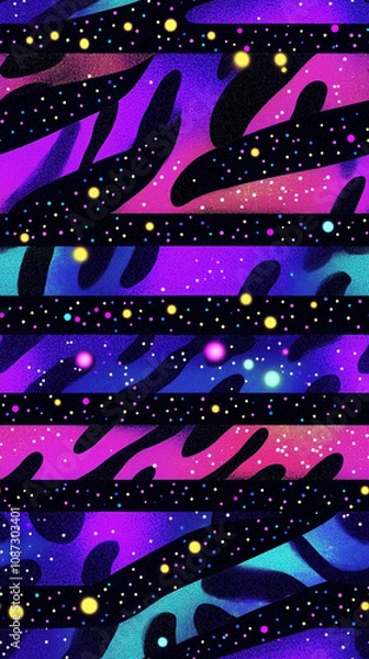 Obraz Vibrant abstract animal print inspired by 90s fashion with colorful cosmic patterns - seamless pattern texture png