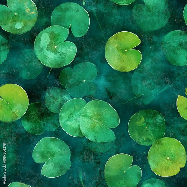 Obraz Vibrant lily pad pattern inspired by pond blooms for spring design concepts - seamless pattern texture png