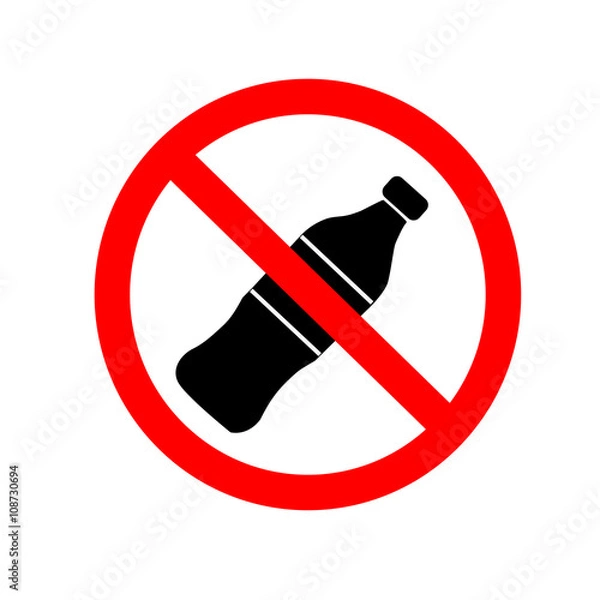 Fototapeta Do not drink icon. No drink sign isolated on white background. Red circle prohibition symbol. Stop flat symbol. Stock