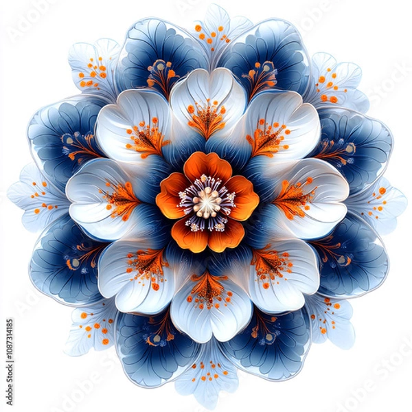 Fototapeta Mandala fractal design element with flower pattern isolated on white background