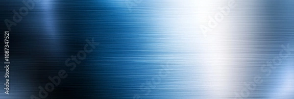 Fototapeta Sleek textured blue and white metal surface with vertical brushed pattern