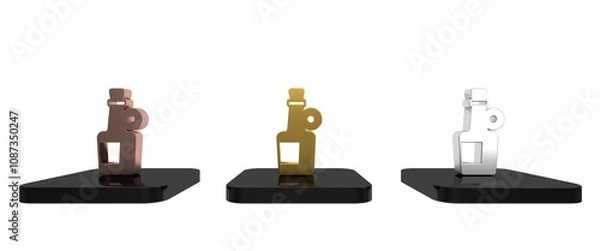 Fototapeta Colorful Alcohol drink Rum bottle icon isolated on white background. Minimalism concept. 3D render illustration