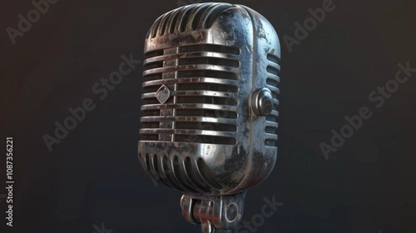 Obraz Retro microphone on black background