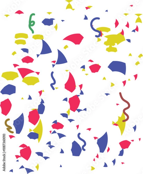 Fototapeta 3D Party Confetti Set Isolated on White. Festive Template in colorful colors for party illustration, surprise, celebrate, gift, birthday invitation. 3D Web Vector Illustrations.