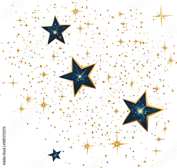 Obraz Shining stars isolated on a transparent white background PNG 