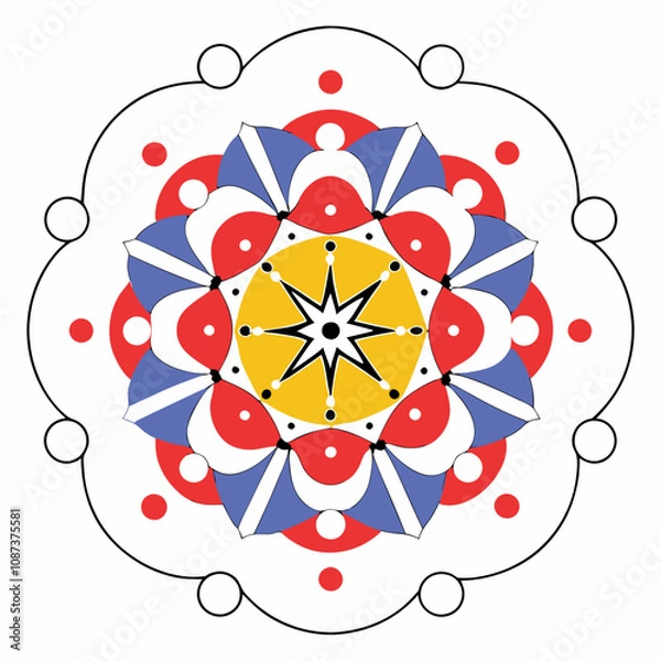 Fototapeta Vibrant Colorful Mandala Vector Art with Intricate Patterns on a White Background

